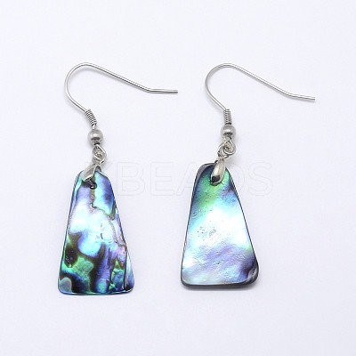 Abalone Shell/Paua ShellTrapezoid Dangle Earrings EJEW-E145-03-1