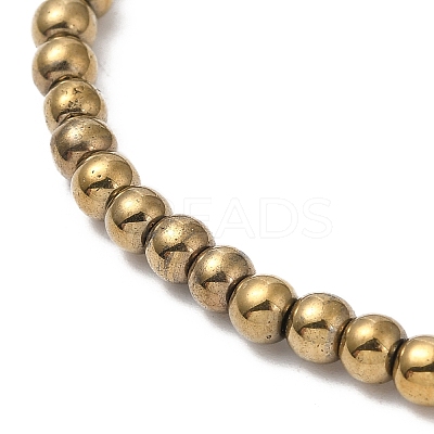 Synthetic Non-Magnetic Hematite Round Beaded Stretch Bracelets BJEW-E080-03B-1