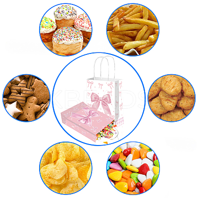 12Pcs 2 Colors Bowknot Kraft Paper Bags with Handles ABAG-WH20015-15-1