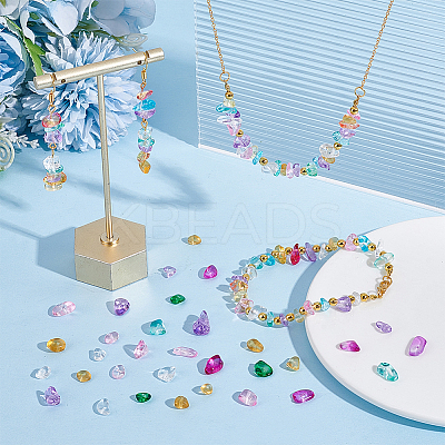 84G 7 Colors Spray Painted Transparent Glass Beads Strands GLAA-GO0001-18-1