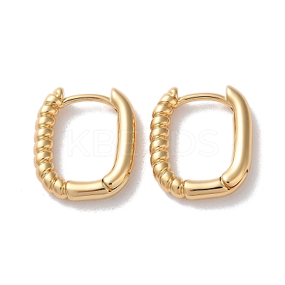 Half Spiral Rectangle Brass Hoop Earrings for Women EJEW-B056-18G-1