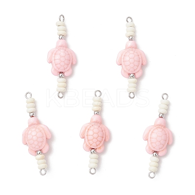 Dyed Synthetic Turquoise Sea Animal Rondelle Beaded Connector Charms PALLOY-JF04058-02-1