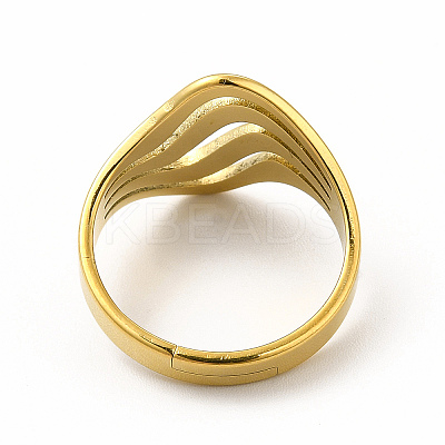 Ion Plating(IP) 304 Stainless Steel Wave Adjustable Ring for Women RJEW-B027-05G-1
