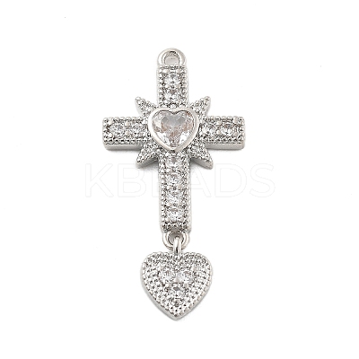 Brass Micro Pave Clear Cubic Zirconia Pendants KK-L228-35P-1