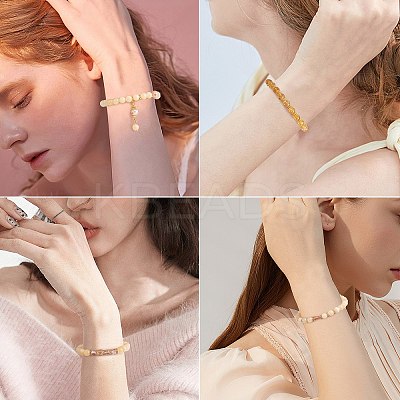 4Pcs 4 Style Natural Topaz Jade & Synthetic Citrine Stretch Bracelets Set with Glass Beaded BJEW-SW00105-07-1