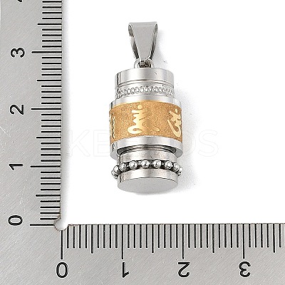 Buddhist Healing Prayer Wheel 304 Stainless Steel Pendants STAS-F168-67A-PG-1