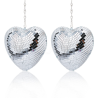 Heart Glass Mirror Ball Reflective Ball AJEW-WH0036-123A-1
