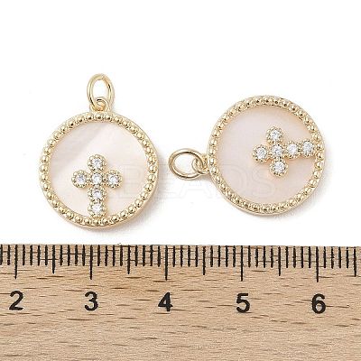 Brass Pendants Pave Shell KK-L208-76G-1