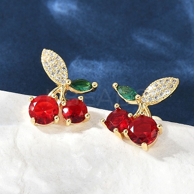 Brass Pave Cubic Zirconia Stud Earrings for Women EJEW-A126-03G-1