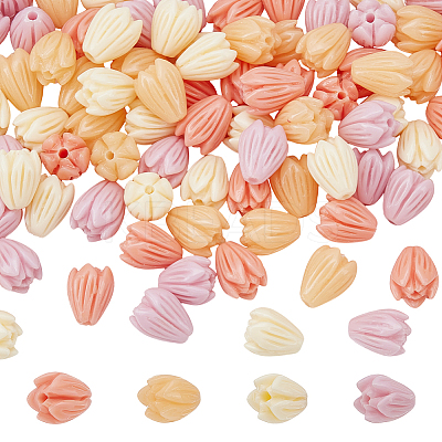 100Pcs 4 Colors Dyed Synthetic Coral Beads CORA-NB0001-04A-1