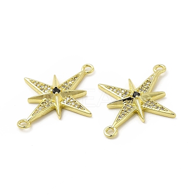 Brass Micro Pave Clear & Black Cubic Zirconia Connector Charms KK-E068-VB040-1