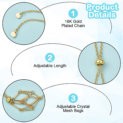 5Pcs Adjustable Braided Brass Macrame Pouch Cable Chain Slider Bracelet Making BJEW-BBC0001-17A-1