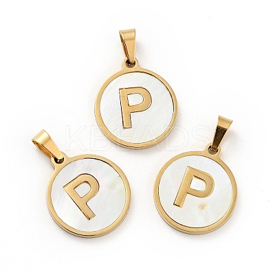 PVD Vacuum Plating 304 Stainless Steel with White Shell Pendants STAS-G268-01P-G-1