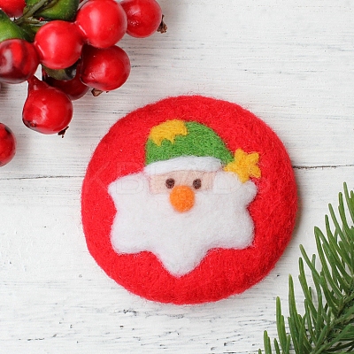Christmas Theme Santa Claus Brooch Needle Felting Kit DIY-K055-09-1