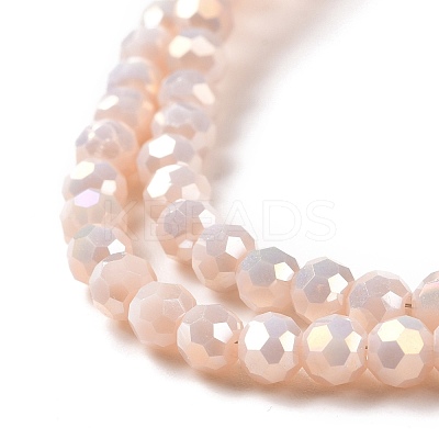 Faceted(32 Facets) Round Full Rainbow Plated Imitation Jade Electroplate Glass Beads Strands EGLA-J130-FR09-1