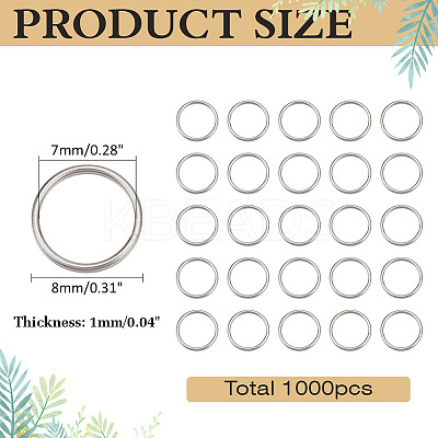 1000Pcs 304 Stainless Steel Split Rings STAS-ME0002-56-1