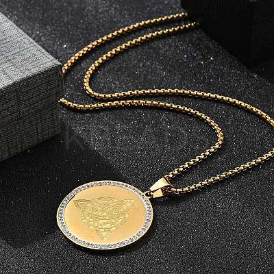 201 Stainless Steel Rhinestone Pendant Necklaces for Women NJEW-U021-06P-1
