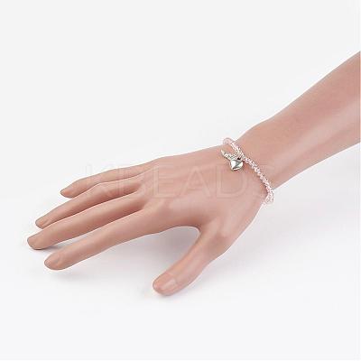 Faceted Abacus Glass Beads Stretch Bracelets BJEW-JB02719-1