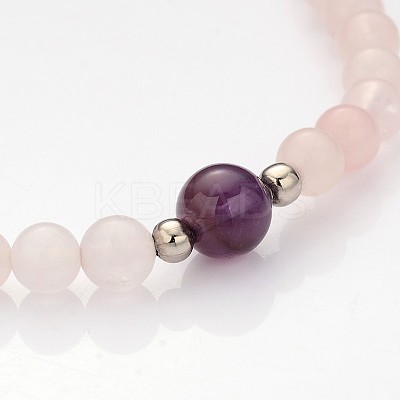 Personalized Dual-use Round Gemstone Beads 4-Layer Stretch Wrap Bracelets/Necklaces BJEW-JB01906-01-1