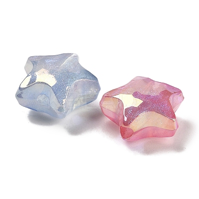 Star UV Plating Luminous Rainbow Iridescent Acrylic Beads LACR-R001-11A-1