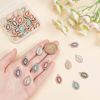60Pcs 6 Colors Alloy Rhinestone Pendants RB-AR0003-13-1