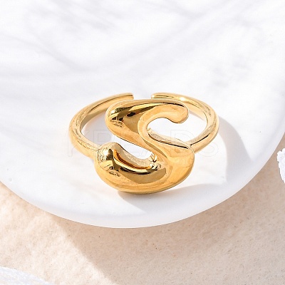 304 Stainless Steel Open Cuff Rings for Women RJEW-M060-01G-19-1