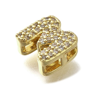 Brass Micro Pave Cubic Zirconia Letter Multi-Strand Links KK-D295-32G-13-1