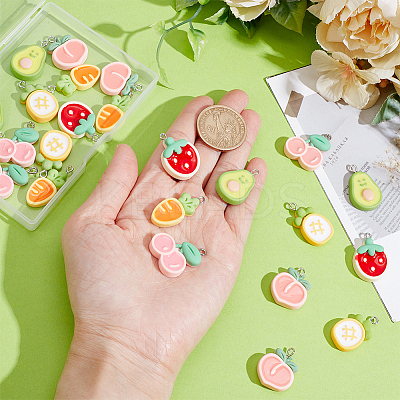 24Pcs 6 Styles Opaque Resin Pendants RESI-ME0001-03-1