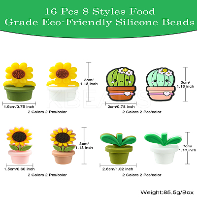 16Pcs 8 Styles Food Grade Eco-Friendly Silicone Beads SIL-CJ0001-58-1
