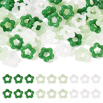 60Pcs 3 Colors Glass Imitation Jade Button Pendants GGLA-TA0002-08-1