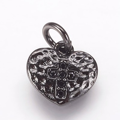 Hammered Brass Micro Pave Cubic Zirconia Pendants ZIRC-K070-30B-1