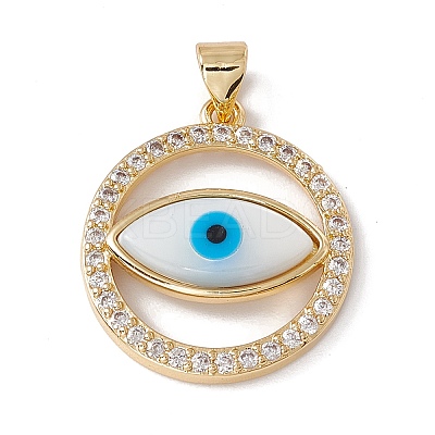 Brass Micro Pave Clear Cubic Zirconia Pendants KK-G439-52G-1