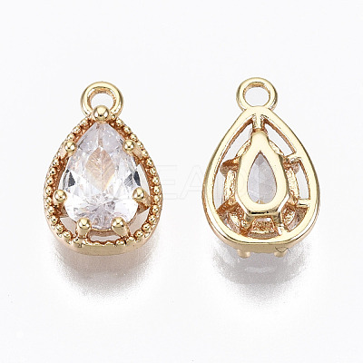 Brass Micro Cubic Zirconia Charms KK-N231-176-NF-1