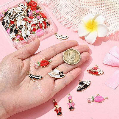 45Pcs 9 Styles Alloy Enamel Pendants ENAM-CJ0006-90-1