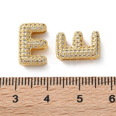 Rack Plating Brass Micro Pave Cubic Zirconia Slide Charms LS-KK-C084-34G-E-1