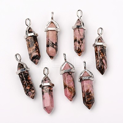 Natural Rhodonite Double Terminated Pointed Pendants G-F295-05D-1