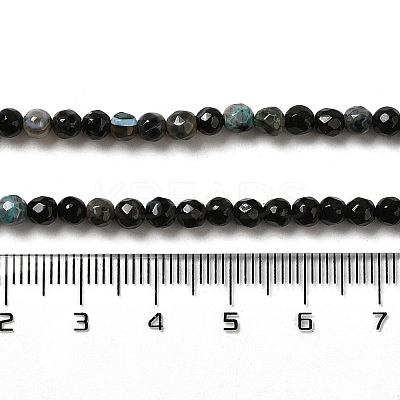 Faceted Natural Fire Crackle Agate Beads Strands G-F447-4mm-A18-01-1