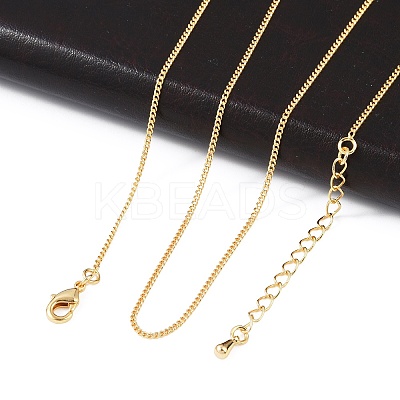 Long-Lasting Plated Brass Curb Chain Necklaces LS-NJEW-K112-07G-NF-1