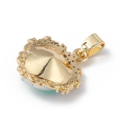 Real 18K Gold Plated Rack Plating Brass Micro Pave Clear Cubic Zirconia Pendants KK-C015-05G-05-1