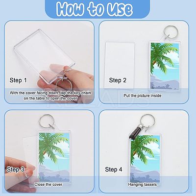 16Pcs Rectangle Acrylic Photo Frame Keychain KEYC-CA0001-34-1
