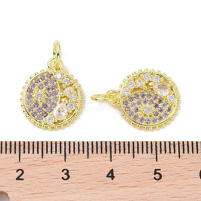 Real 18K Gold Plated Brass Micro Pave Cubic Zirconia Pendants KK-L209-056G-03-1