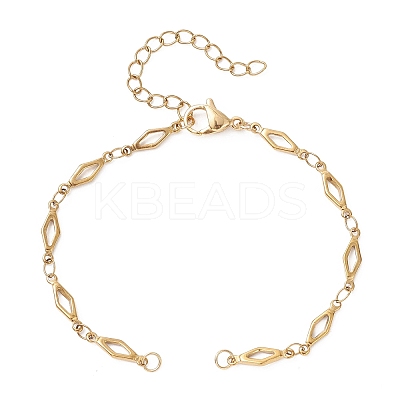 4MM 304 Stainless Steel Rhombus Link Chain Bracelet Making AJEW-JB01428-1