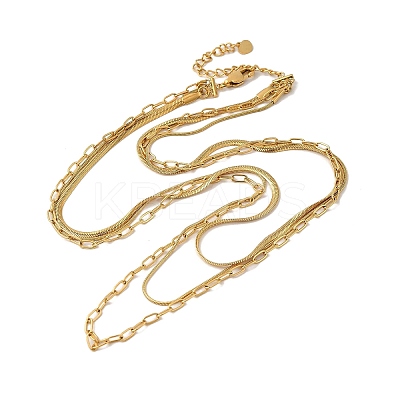 Stainless Steel Chains Three Layers Necklaces NJEW-D054-01A-01G-1