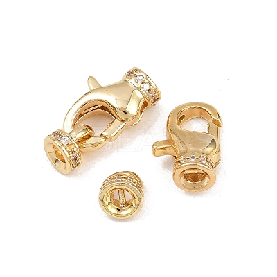 Brass Micro Pave Clear Cubic Zirconia Cord Ends KK-C136-01G-1