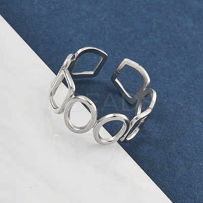 304 Stainless Steel Cuff Rings for Women RJEW-A079-08D-P-1