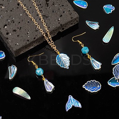 50Pcs 10 Style Transparent Spray Painted Glass Pendants GLAA-FS0001-07-1