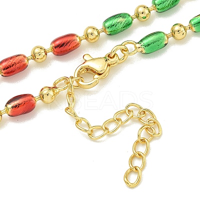 Brass Enamel Column Link Chain Necklaces NJEW-H039-07G-1