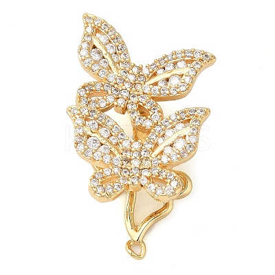 Brass Micro Pave Clear Cubic Zirconia Fold Over Clasps KK-G505-24A-G-1