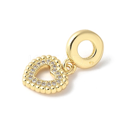 Brass Micro Pave Cubic Zirconia European Dangle Charms ZIRC-I071-25G-1