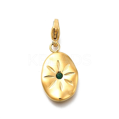 Oval 304 Stainless Steel Rhinestone Pendant Decoration STAS-R159-49G-03-1